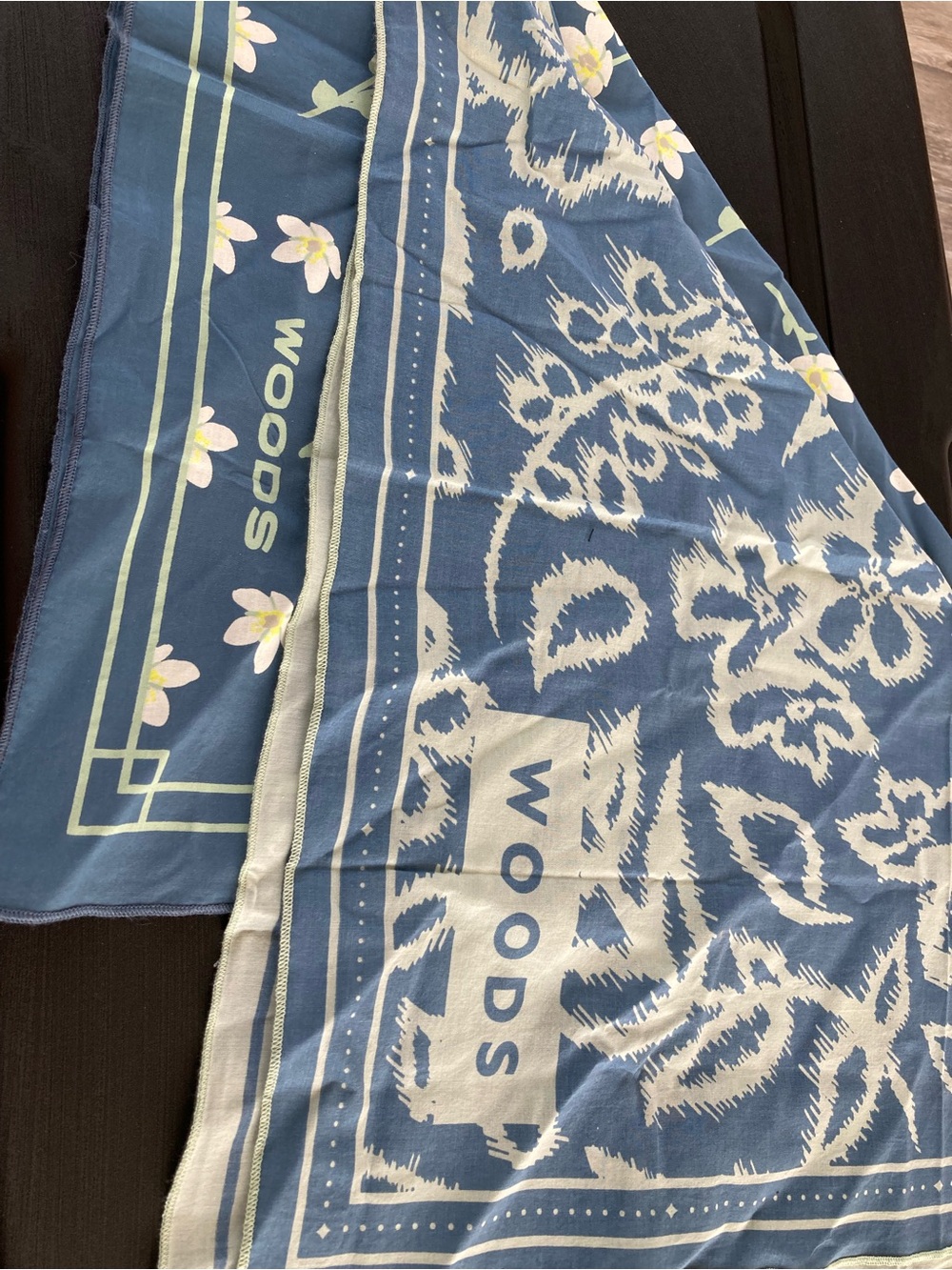 Blue Floral Pattern Lightweight Scarf